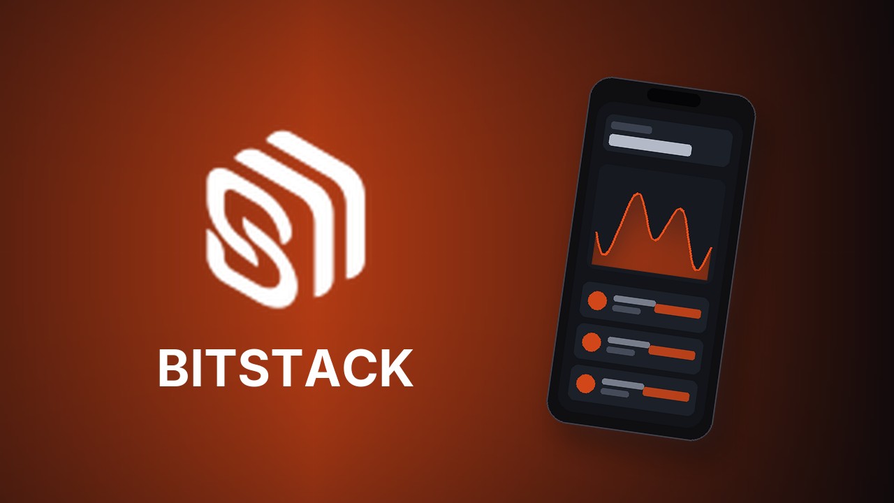 Application Bitstack ouverte sur un smartphone, affichant un solde d'épargne en Bitcoin